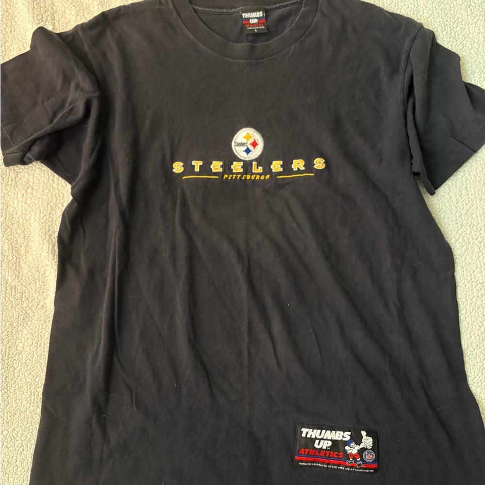 Vintage Black Embroidered Steelers T-Shirt